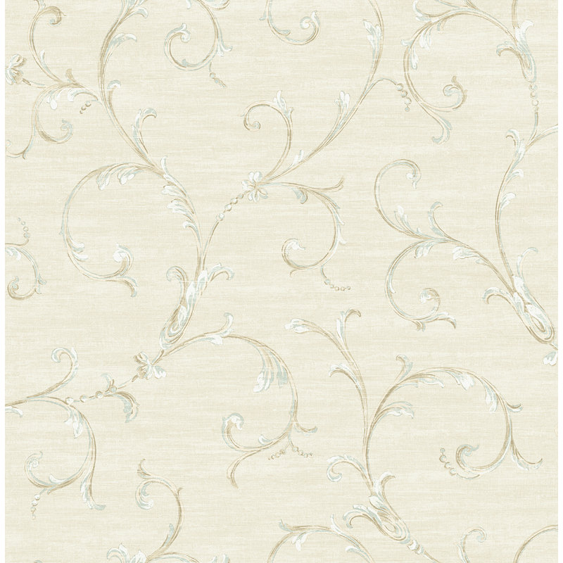 Papier peint bleu marine Elsie, Bleu / Crème