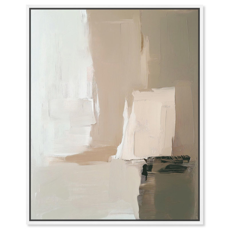 Toile pâle texturée «Silence II Neutral Boho» par Art Remedy, H 21 po x l 17 po, Cadre flottant blanc