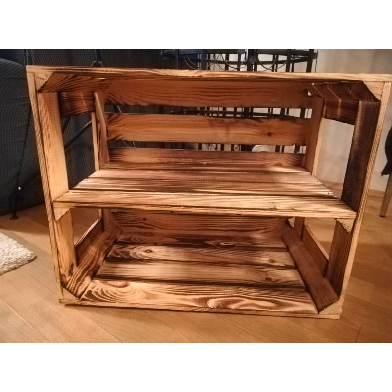 4 Pair Stackable Solid Wood Shoe Rack, Brown