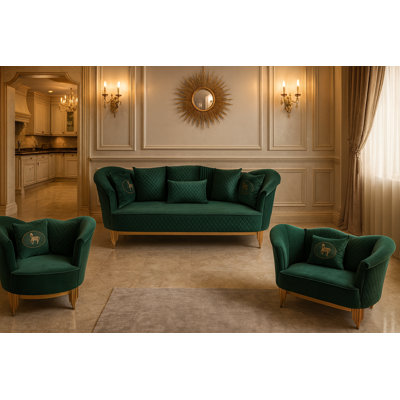 3 Piece Velvet Living Room Set by Infinity Furniture Import
