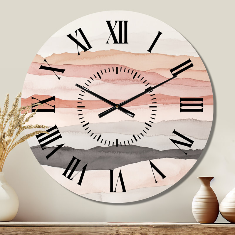 Glam Wave Orange II - Horloge murale moderne en métal, Grand