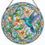 Vitrail de vitrail Hummingbird Floral - 7,8 H-24645273