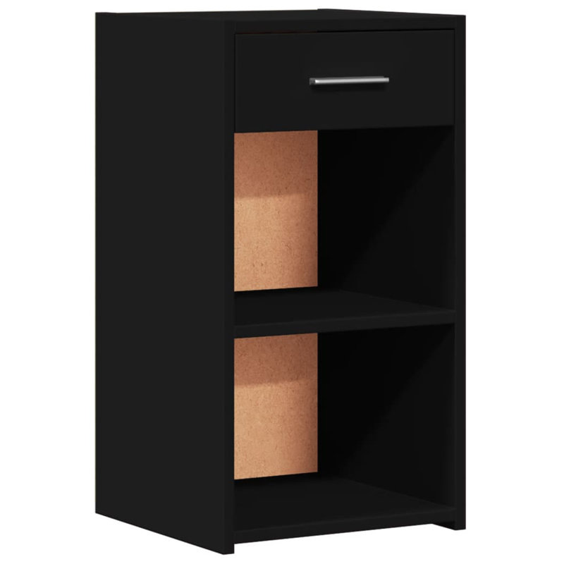 35cm W Manufactured Wood Bedside Table, Black, Set of 2