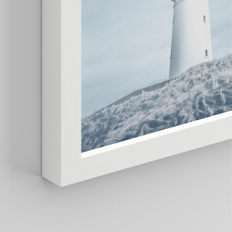 " Beach Hill Washed Out Duotone Pastel White Lighthouse ", White, 10" H x 8" W