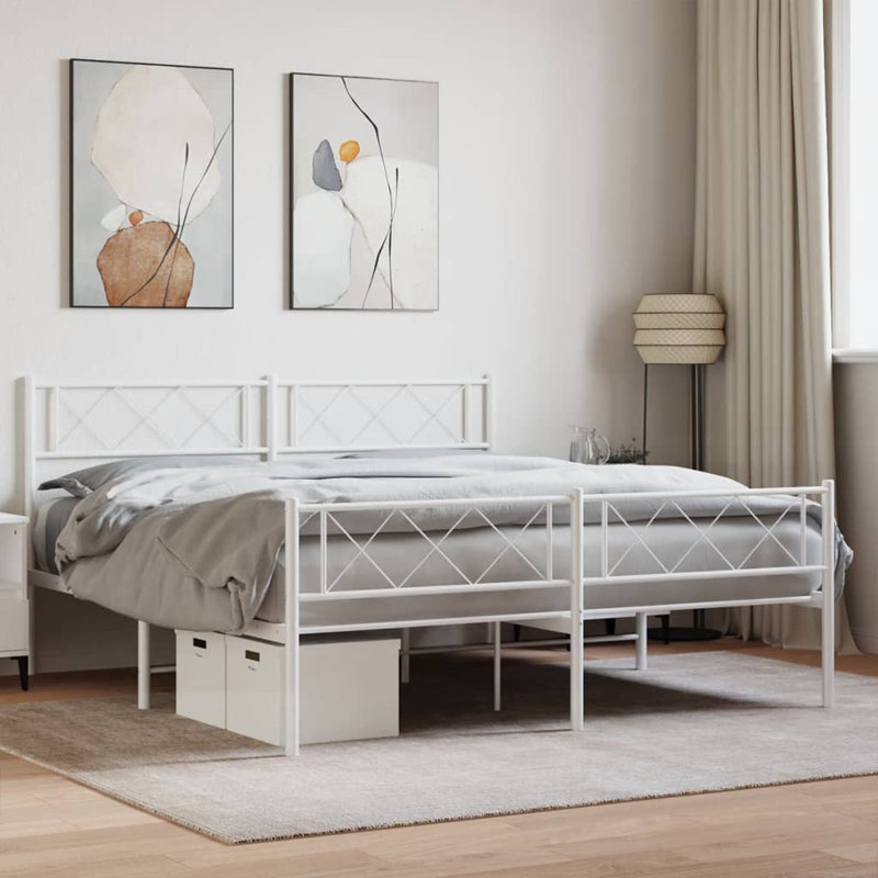 Nicodemo Metal Bed, White, 107 x 203 cm
