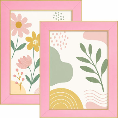 Pink Picture Frame Set, Real Glass
