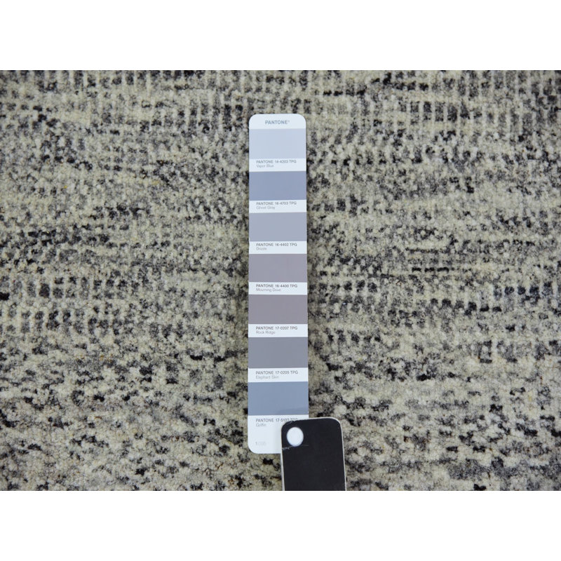 Tapis oriental rectangulaire gris en laine noué à la main 4 pi 0 po x 6 pi 2 po - MOA10279743, Rectangle 4 pi x 6 pi 2 po