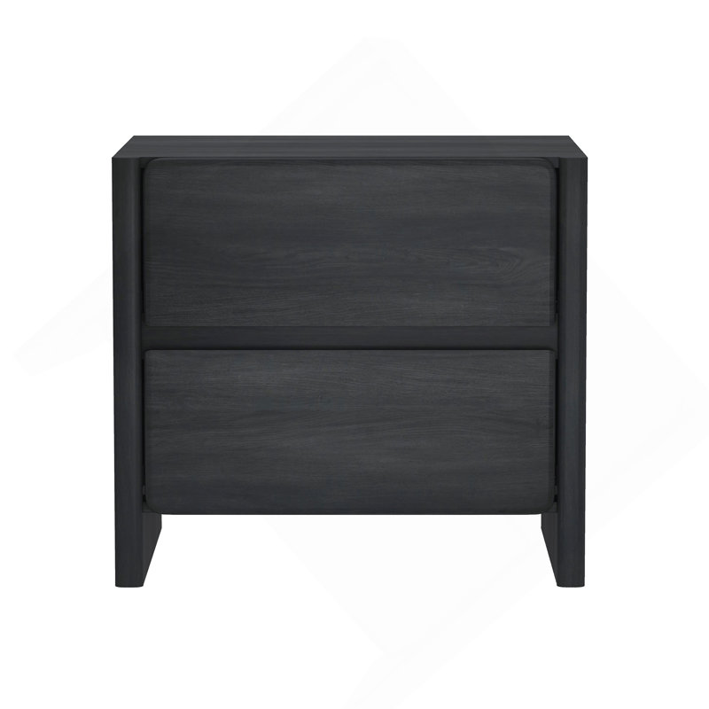 Table de chevet 24 po Linda gris anthracite (2 tiroirs), Gris anthracite