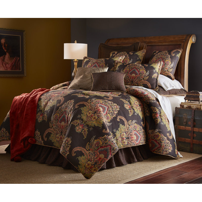 Polyester Ring Stitch Damask Comforter, Queen Comforter + 2 Standard Shams