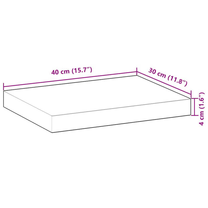 Floating Shelf, 4cm H x 40cm W x 30cm D