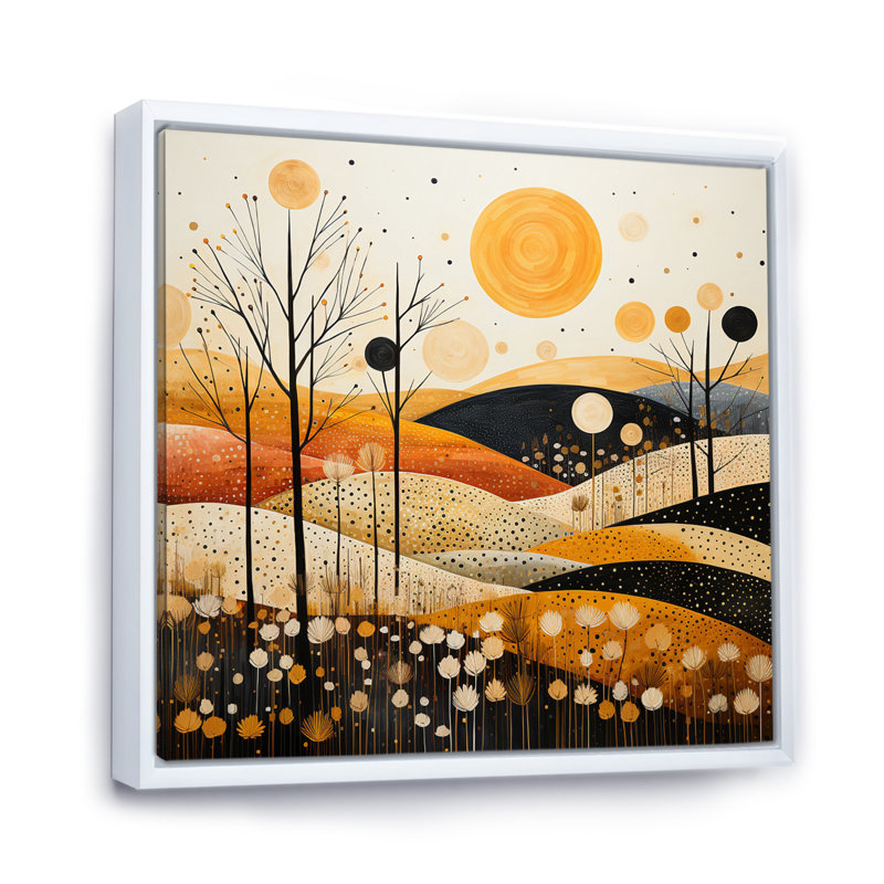 «Meadow Bold Geometric Fields II», reproduction sur toile, Cadre flottant blanc, H 24 po x l 24 po x P 1 po