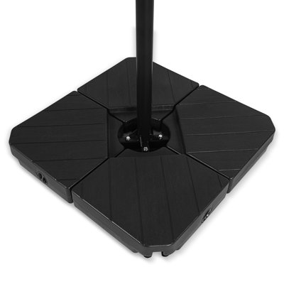 4 base de parasol de patio décalée en porte-à-faux 4 pièces, capacité de poids de 180 lb support de parasol en porte-à-faux rempli d'eau ou de sable