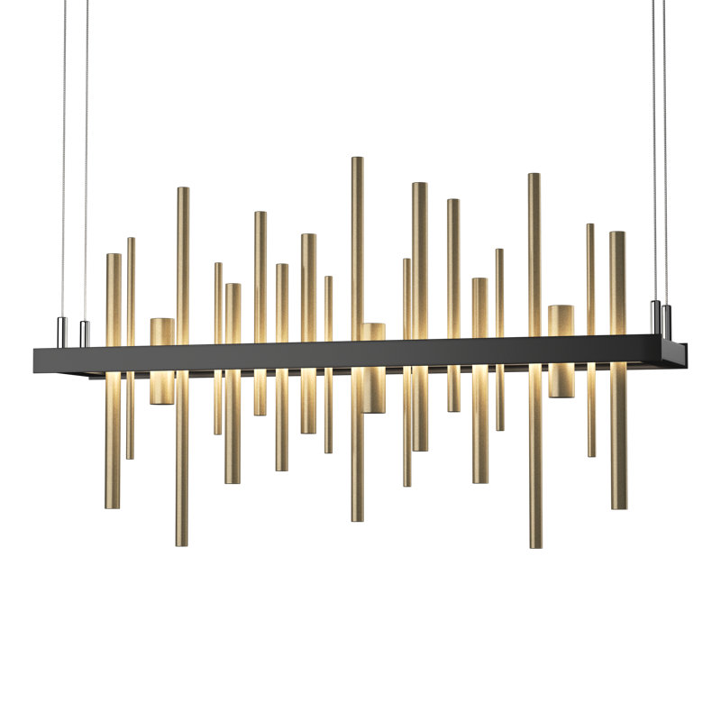 Cityscape 1 - Light Kitchen Island Linear LED Pendant, Black, Soft Gold