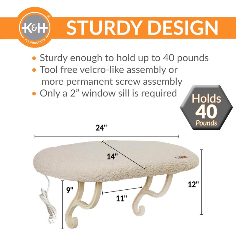 Perchoir pour chat Sill Window, perchoir pour chat pour grands chats, siège pour chat, tablette pour rebord de fenêtre, lit pour chat, perchoir avec housse lavable - non chauffé