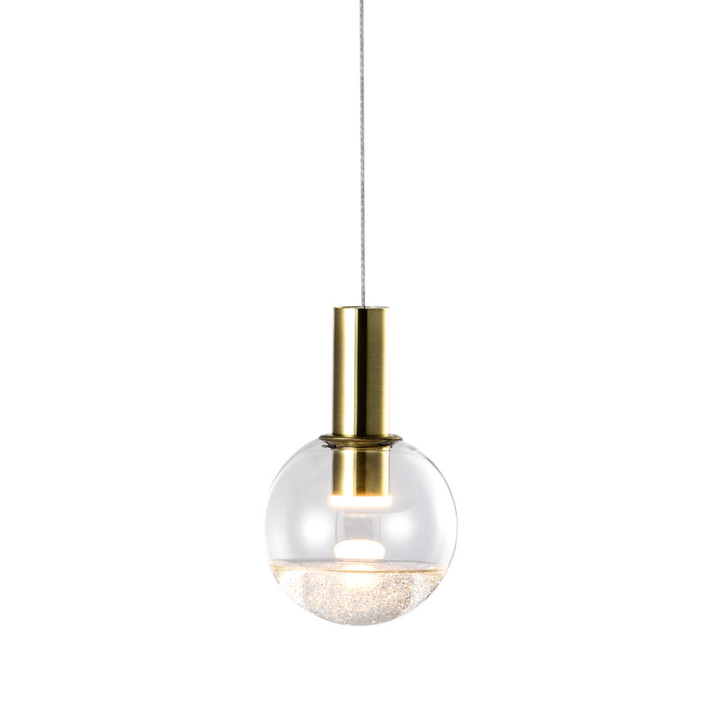 Sienna 5-in Integrated LED Height Adjustable ETL Certified Pendant Light with Globe Shade, Brass
