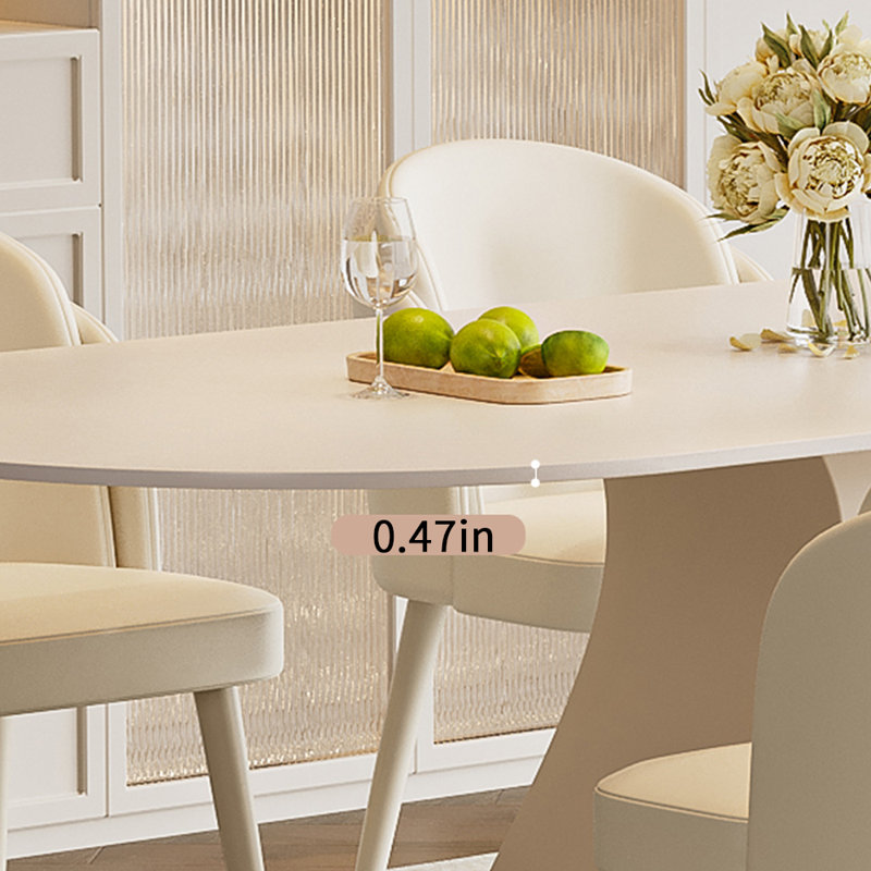 Table de salle à manger crémeuse de style roche innovante, H 29,52 po x L 70,86 po x l 35,43 po
