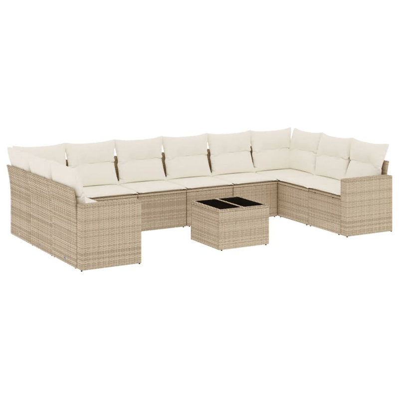 Ensemble de canapé de jardin Vidaxl Beige PE rotin grand modulaire rectangulaire