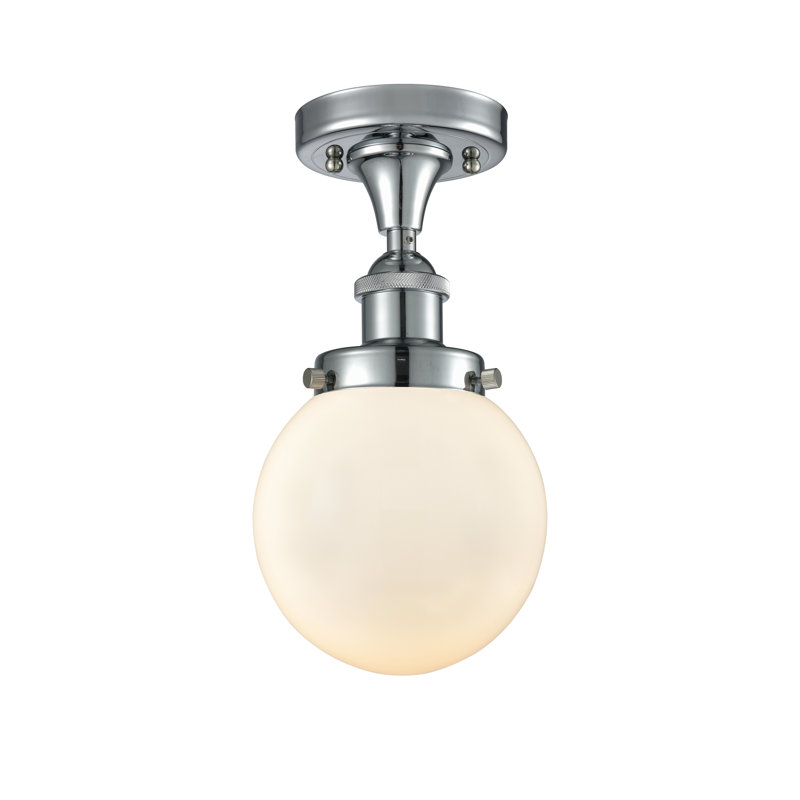 Plafonnier semi-encastré 1 lumière 6 po Chippewa, Blanc mat, Ampoule non incluse, Chrome poli