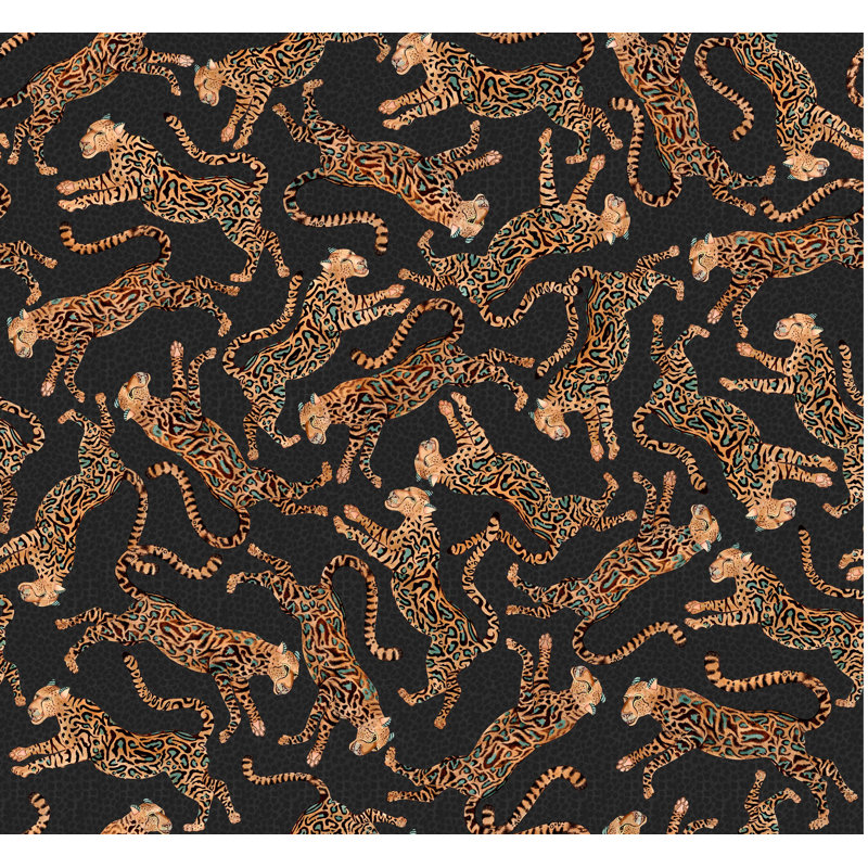 Ardmore 'Cheetah Kings' Velvet Fabric, Amber