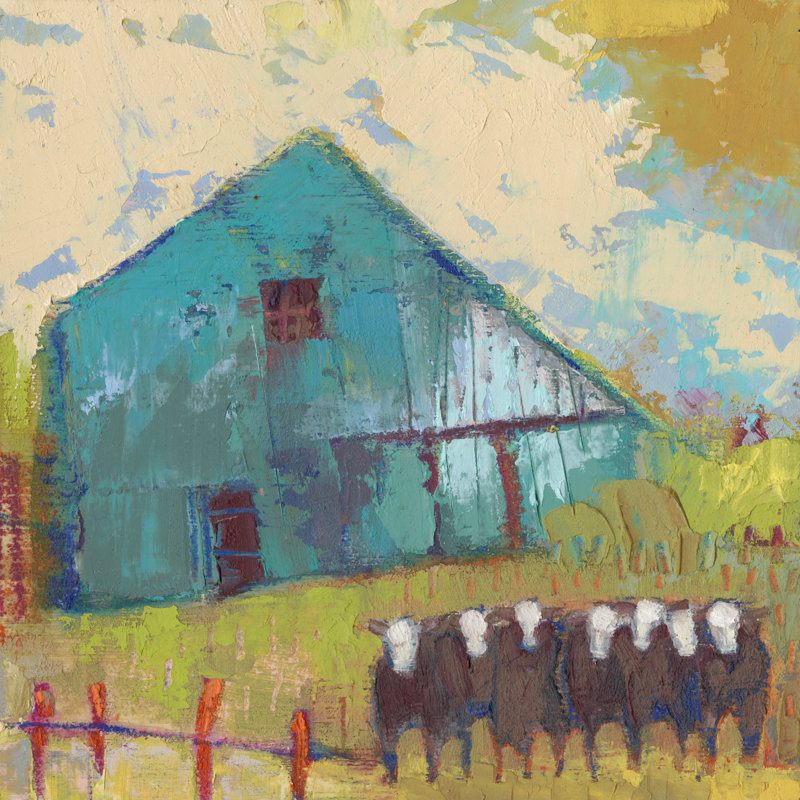 " Request Barn " by Sue Jachimiec, 36" H x 36" W, No, Wrapped Canvas