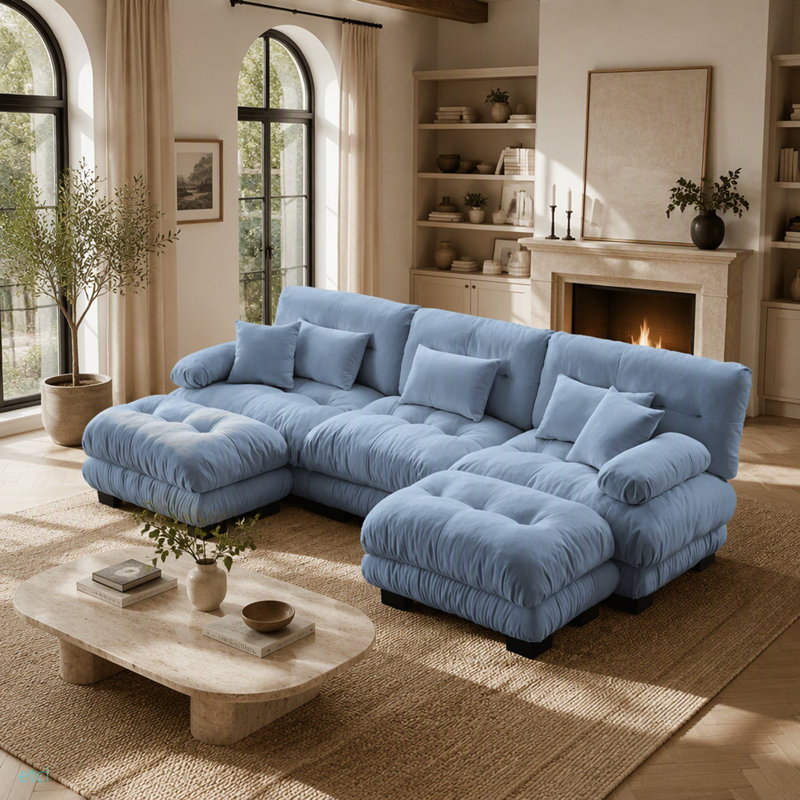 Canapé modulaire Luxury Luxury, Chenille bleu