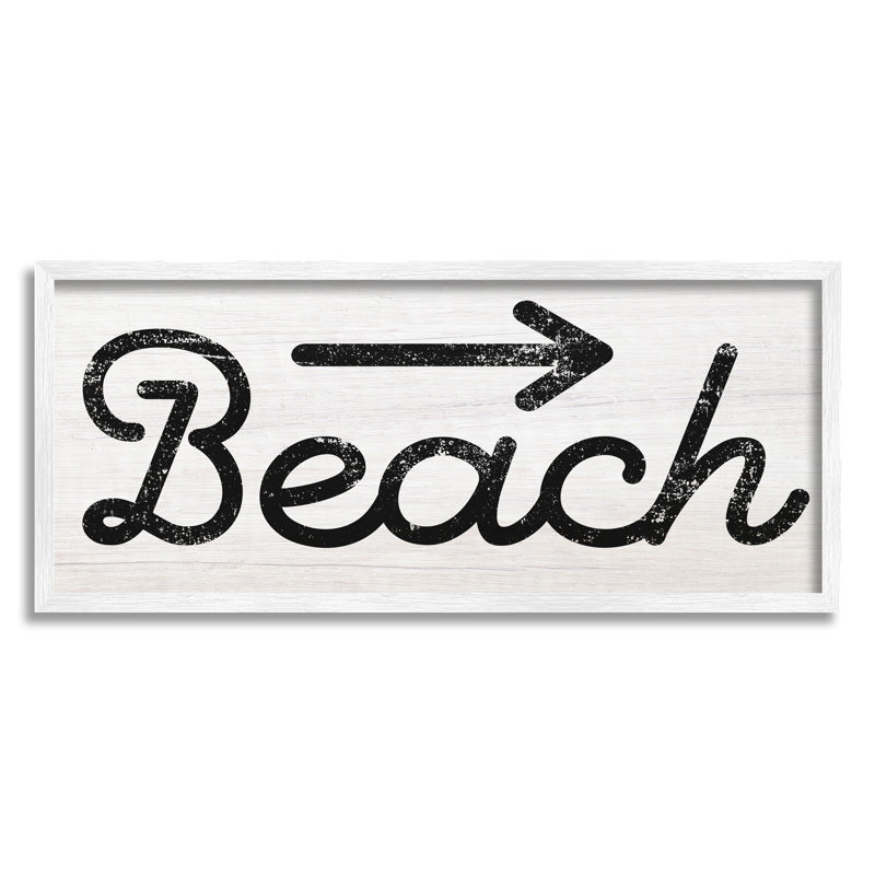 Art textuel sur toile, "Weathered Beach Direction Sign" par Daphne Polselli, H 10 po x l 24 po x P 1,5 po