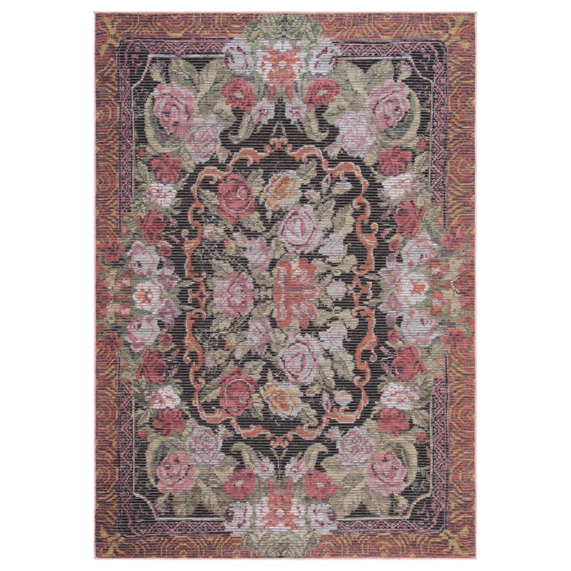 Tapis floral lavable à la machine Besarabian Performance, Rectangulaire 8 pi x 10 pi