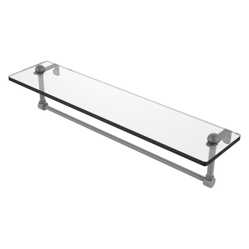 Gober Bracket Shelf with Towel Bar, 22", Matte Gray