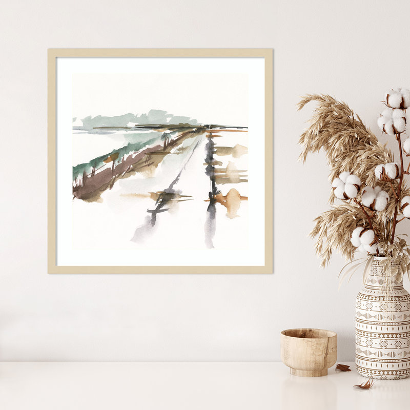 «Rainy Fields II» par Ethan Harper, reproduction d'art encadrée sur bois, H 25 po x l 25 po