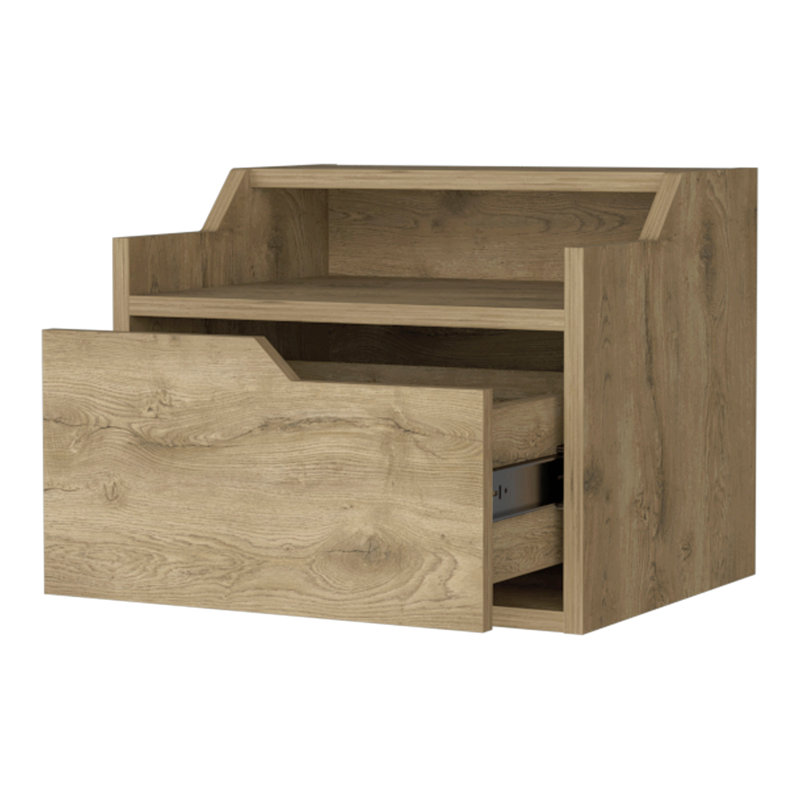 Table de chevet flottante avec tiroir et double tablette Florence, Beige