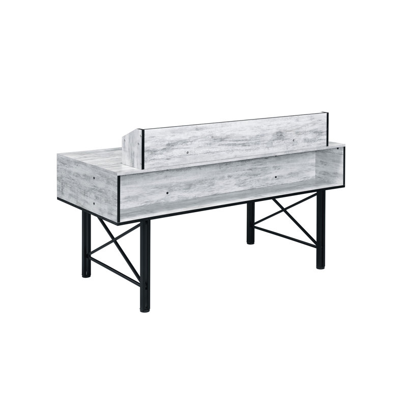 Bureau d'ordinateur Safea fini blanc antique et noir (sans la chaise de bureau)