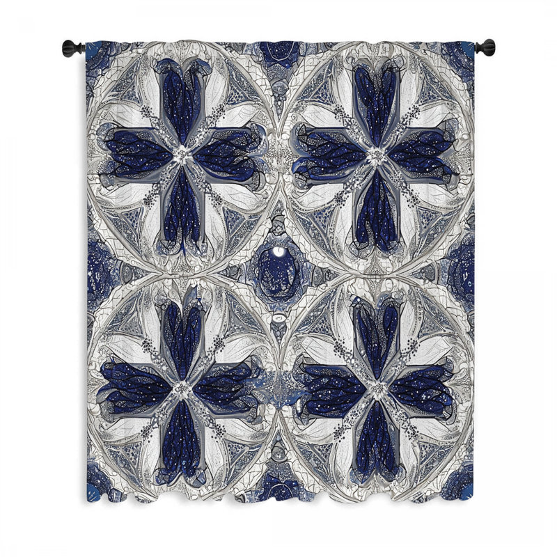 Intricate Pattern Window Curtains, Geometric Blockout & Sheer Curtains - 1 Panel, 50" W x 84" L
