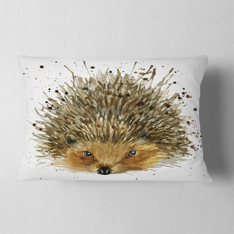 Coussin lombaire en aquarelle animal hedgehog