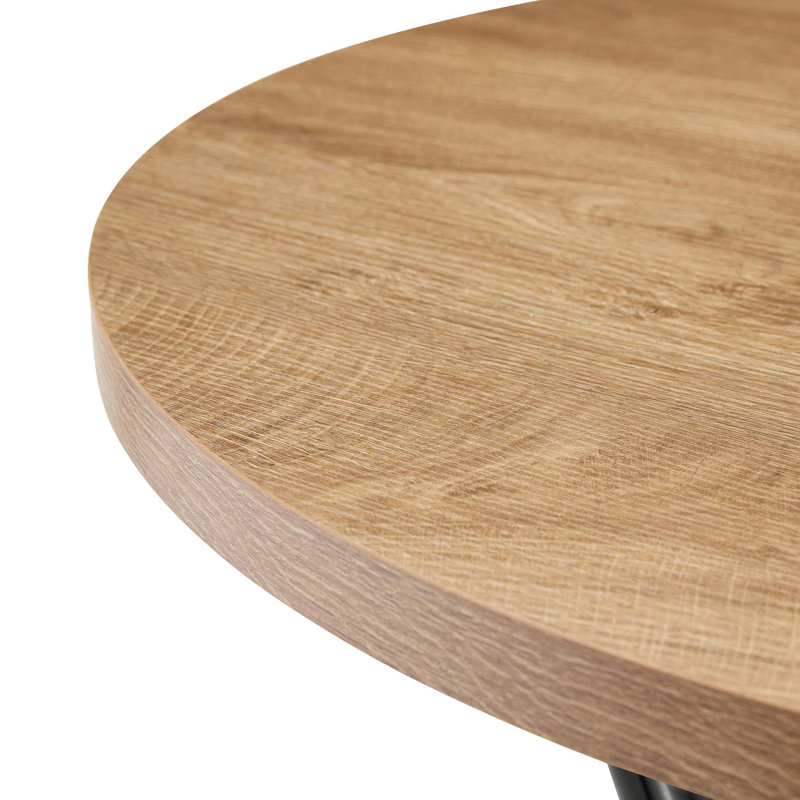 Ensemble de bar de style industriel avec plateau en grain de bois pour petits espaces, Black;Wood
