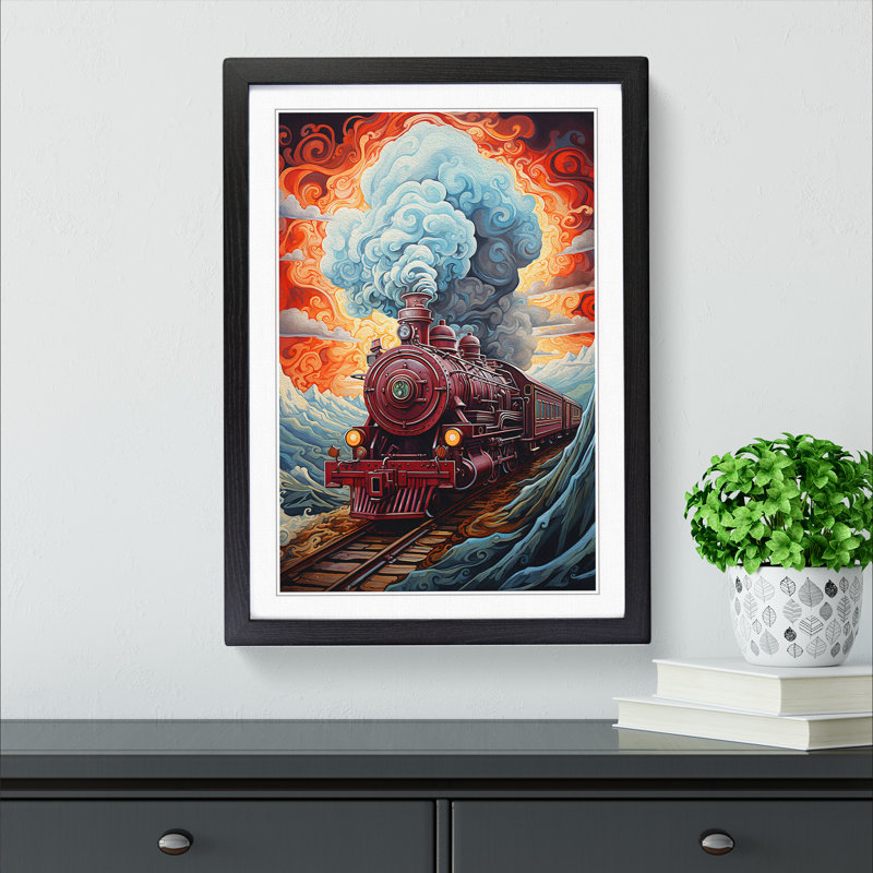 Train Art Informel Art - Framed Print, 46cm H x 34cm W, Black Framed