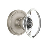 Classic Rosette with Oval Clear Crystal Door Knob
