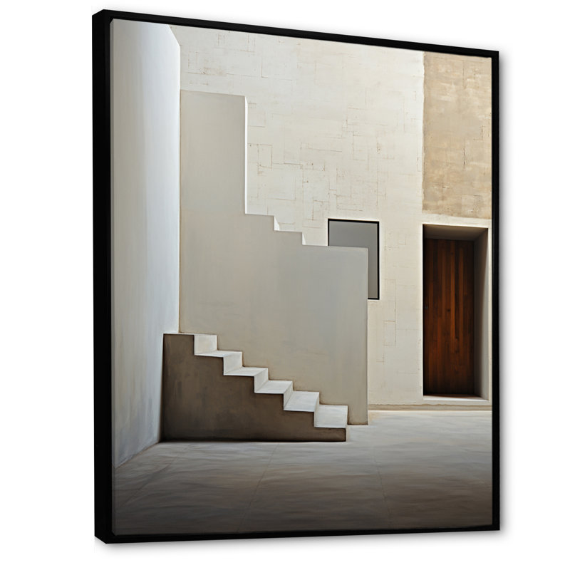 " Minimalism Emphasizes Simplicity Stairs I ", Black Floater Framed, 20" H x 12" W x 1" D
