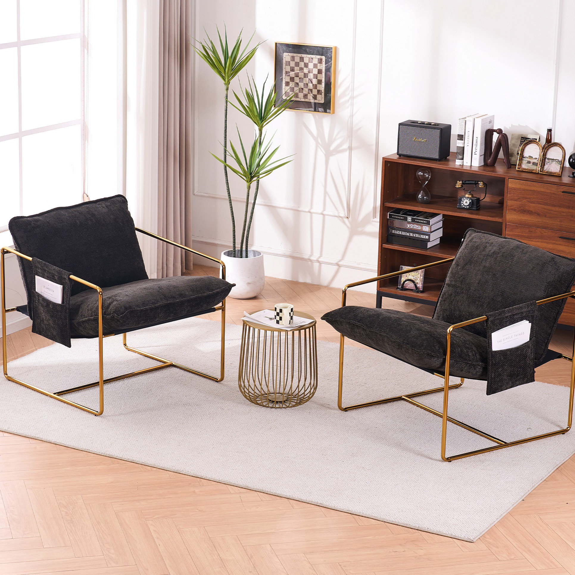 Mercer41 2 Chairs In 1 Box, Upholstered Hanging Armchair With Arm ...