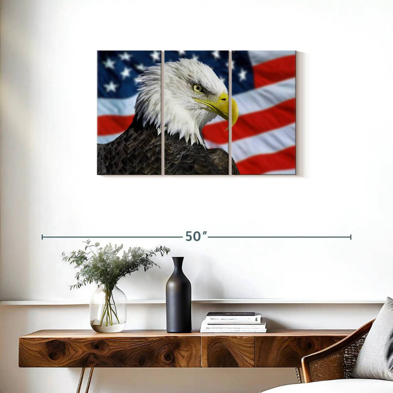 Brampt Patriotic Alaskan Bald Eagle, 20" H x 33" W