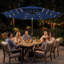 Parasol de table solaire 10 pi avec lumières, parasol de table d'extérieur | 32 DEL, 8 nervures en fer robustes, manivelle et inclinaison à bouton-poussoir, sans base, pour piscine de jardin
"-133292901