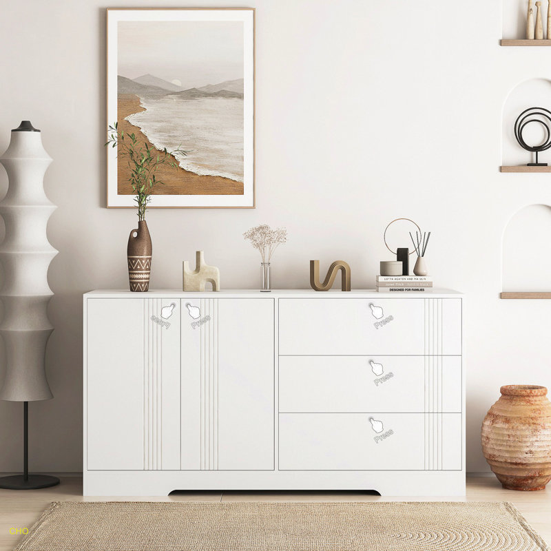Buffet avec rangement, armoire de rangement moderne avec tiroir et portes, grand bar à café avec tablettes réglables pour la cuisine