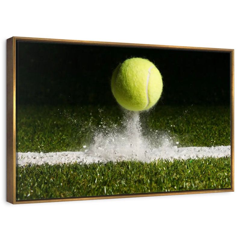 Tennis à point de match, 25 po x 17 po, Cadre flottant doré