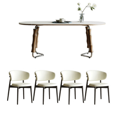 Sintered stone oval dining table set