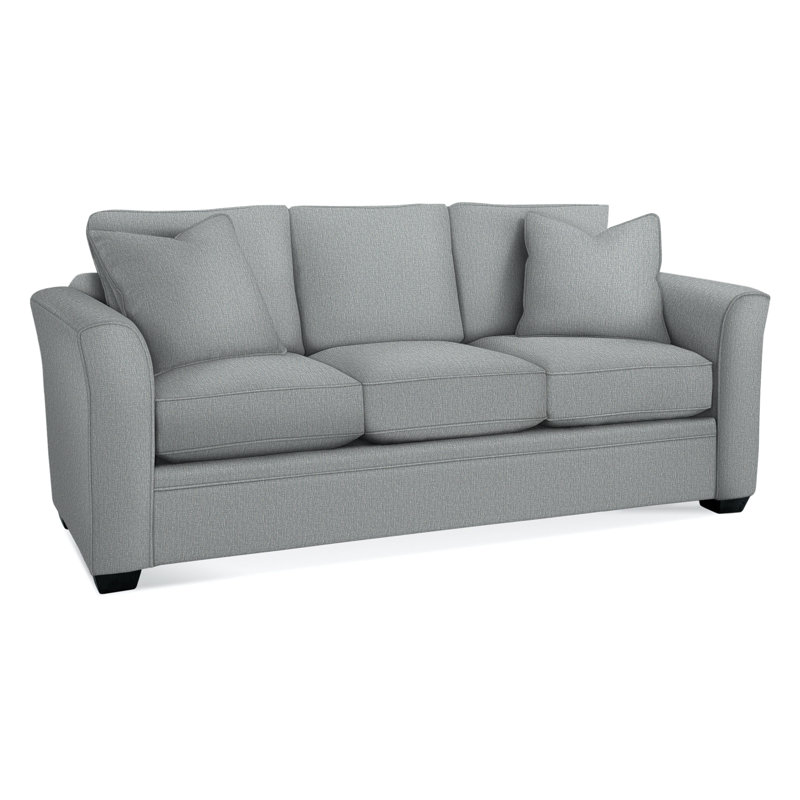 Bridgeport 85'' Upholstered Sofa, Light Blue Performance Fabric; 0851-55, Black Finish