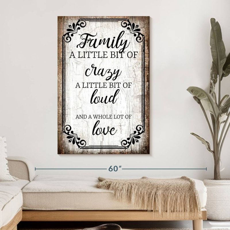 «Family Love Quote II», reproduction sur toile, H 32 po x l 48 po x P 1,25 po