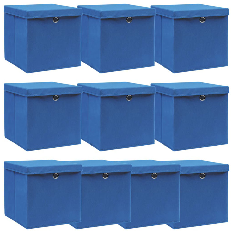 Storage Boxes with Lids Fabric, Blue, 28cm H x 28cm W x 28cm D