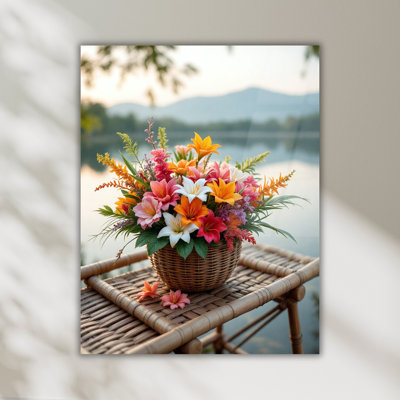 Flower Arrangement Tempered Glass Wall Art