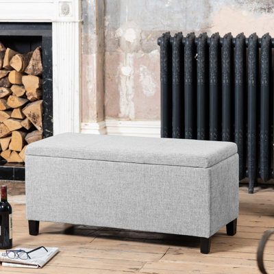Ahri 98cm Wide Rectangle Solid Colour Standard Ottoman with Storage