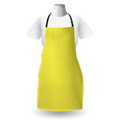 Corrigan Studio® Geometric Apron Unisex Diagonal Squares Rhombs Adult Size Pale Grey and Pastel Yellow