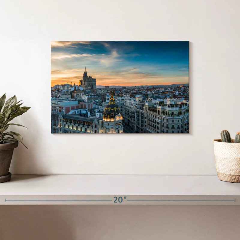 Horizon de Madrid au crépuscule, H 8 po x l 12 po
